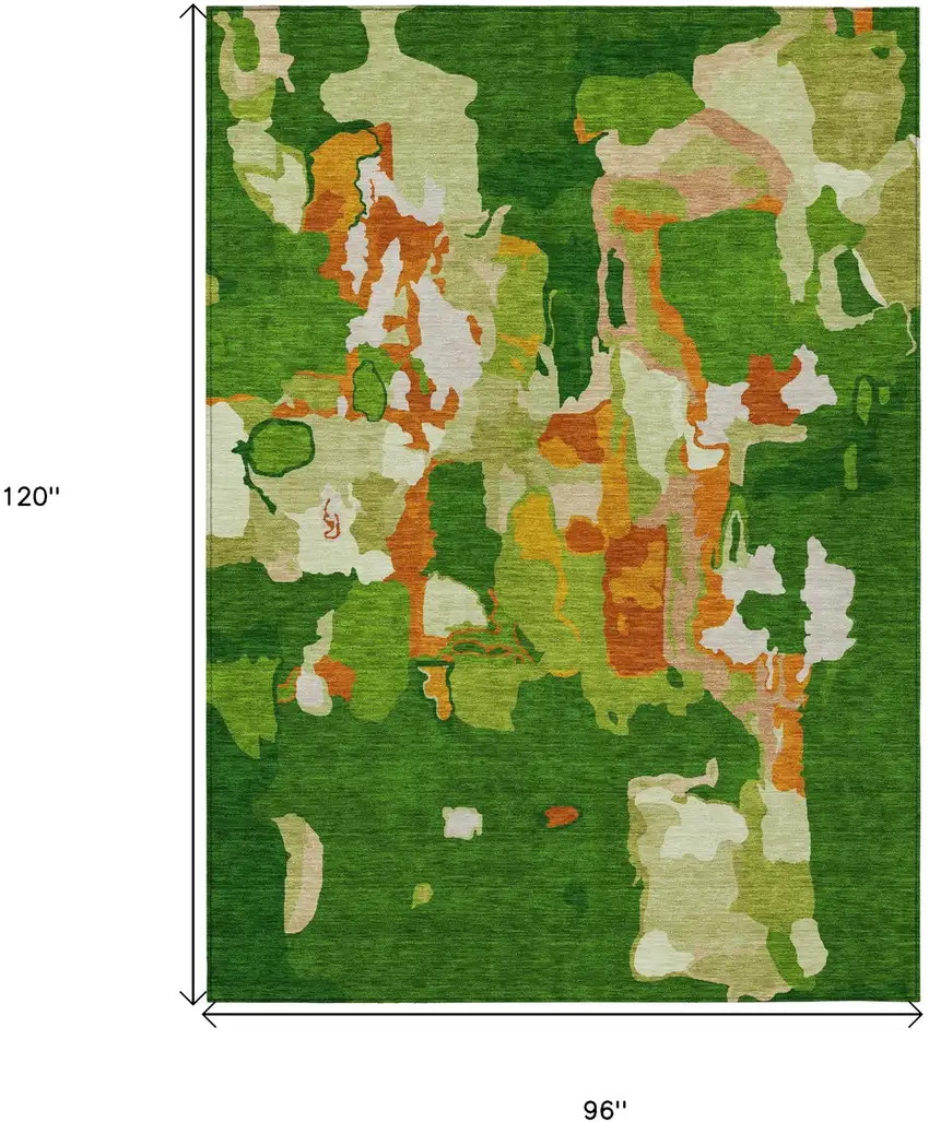 Green Copper And Brown Abstract Washable Indoor Outdoor Area Rug Photo 3