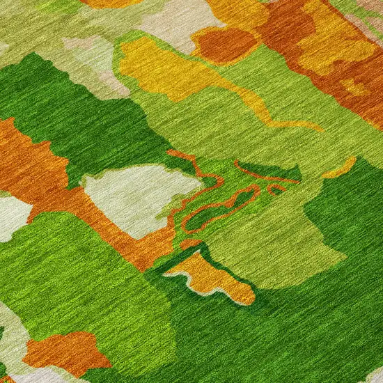 Green Copper And Brown Abstract Washable Indoor Outdoor Area Rug Photo 7