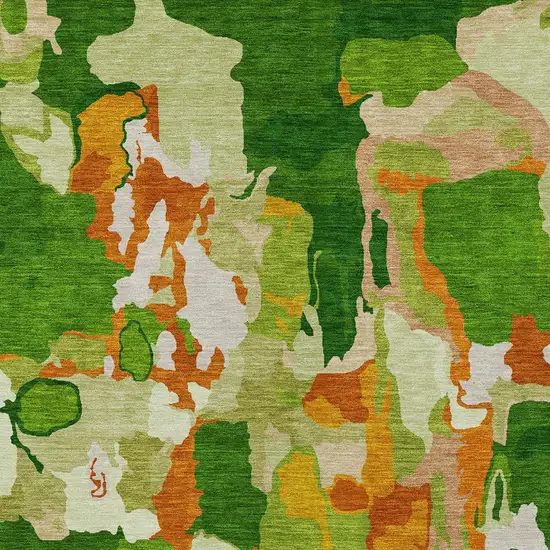 Green Copper And Brown Abstract Washable Indoor Outdoor Area Rug Photo 6