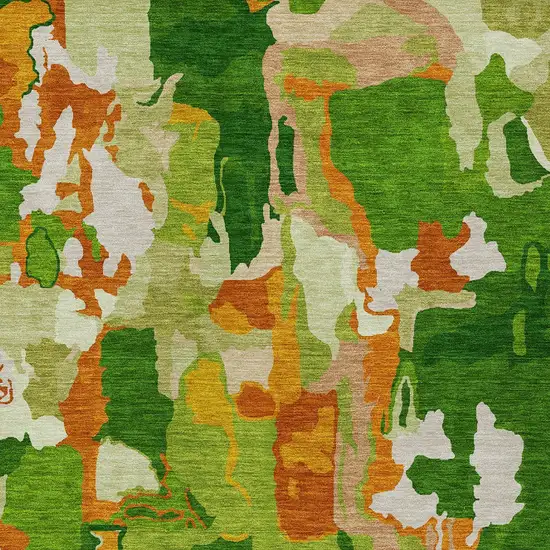 Green Copper And Brown Abstract Washable Indoor Outdoor Area Rug Photo 6