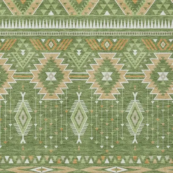Green Copper And Ivory Aztec Washable Indoor Outdoor Area Rug Photo 4