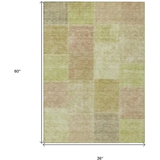 Green Copper And Mint Green Patchwork Washable Indoor Outdoor Area Rug Photo 3