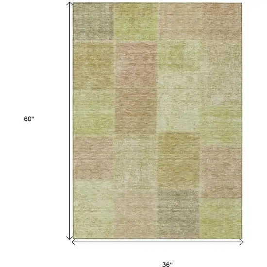 Green Copper And Mint Green Patchwork Washable Indoor Outdoor Area Rug Photo 3