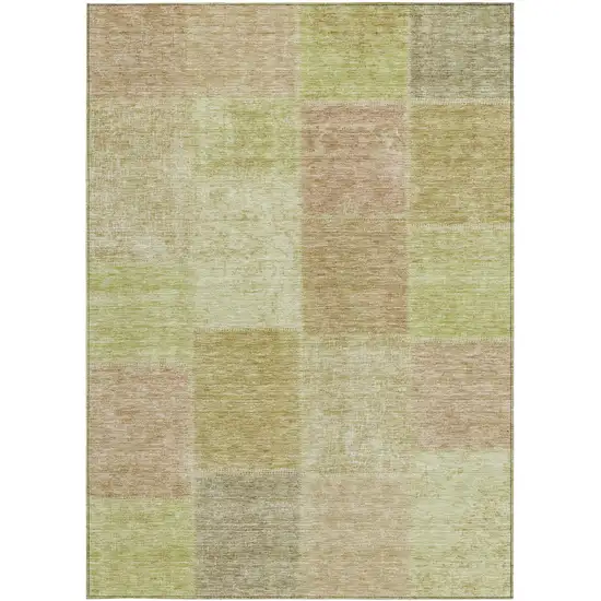 Green Copper And Mint Green Patchwork Washable Indoor Outdoor Area Rug Photo 6