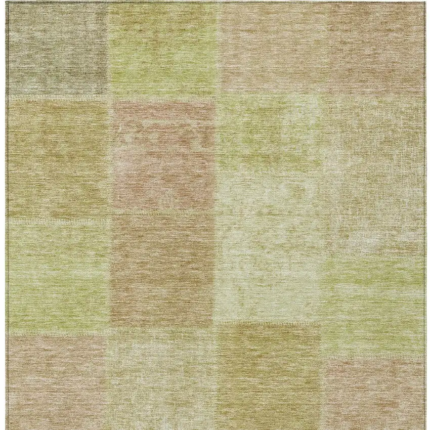 Green Copper And Mint Green Patchwork Washable Indoor Outdoor Area Rug Photo 5