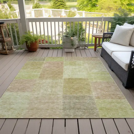 Green Copper And Mint Green Patchwork Washable Indoor Outdoor Area Rug Photo 7