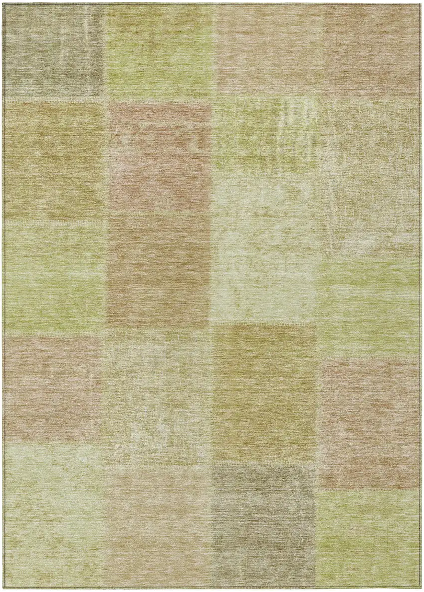Green Copper And Mint Green Patchwork Washable Indoor Outdoor Area Rug Photo 2