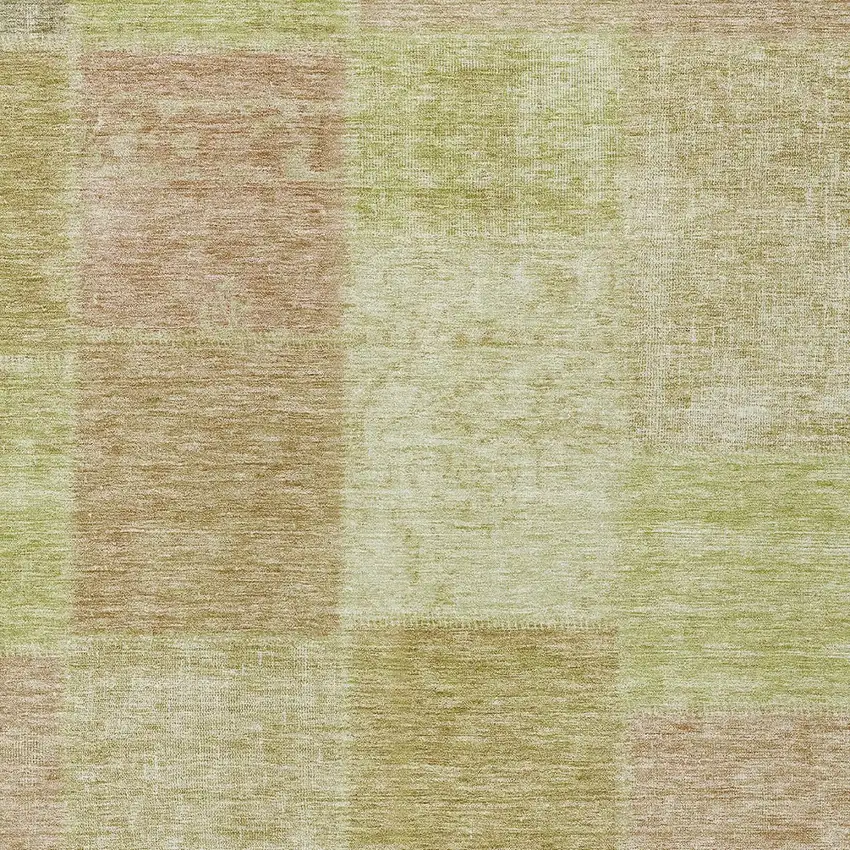 Green Copper And Mint Green Patchwork Washable Indoor Outdoor Area Rug Photo 6