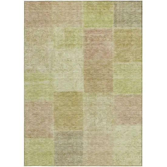 Green Copper And Mint Green Patchwork Washable Indoor Outdoor Area Rug Photo 7