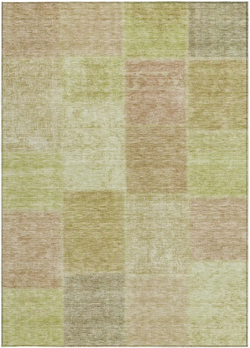Green Copper And Mint Green Patchwork Washable Indoor Outdoor Area Rug Photo 7