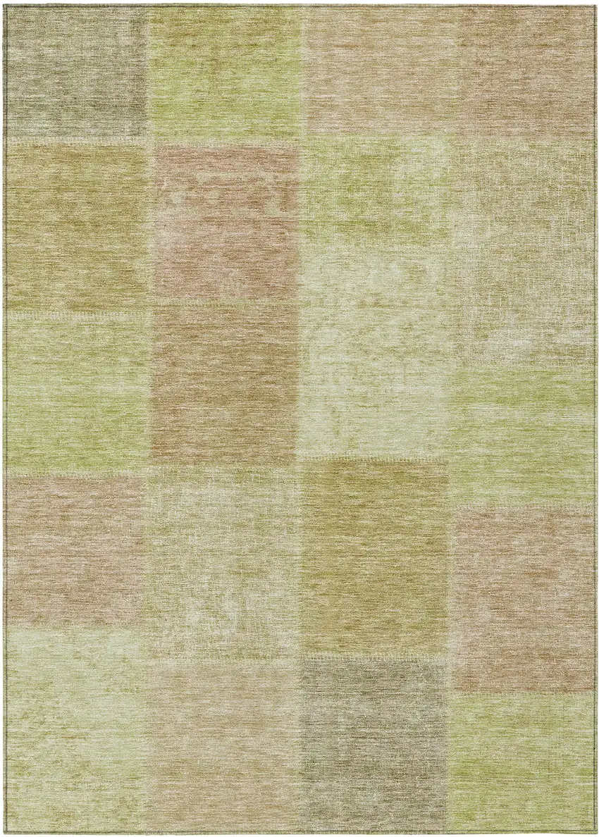 Green Copper And Mint Green Patchwork Washable Indoor Outdoor Area Rug Photo 2