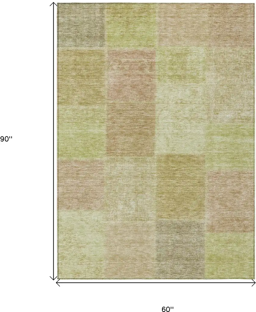 Green Copper And Mint Green Patchwork Washable Indoor Outdoor Area Rug Photo 3