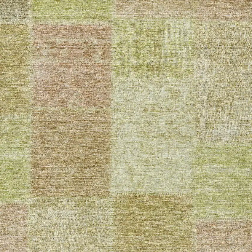 Green Copper And Mint Green Patchwork Washable Indoor Outdoor Area Rug Photo 6