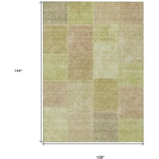 Green Copper And Mint Green Patchwork Washable Indoor Outdoor Area Rug Photo 3
