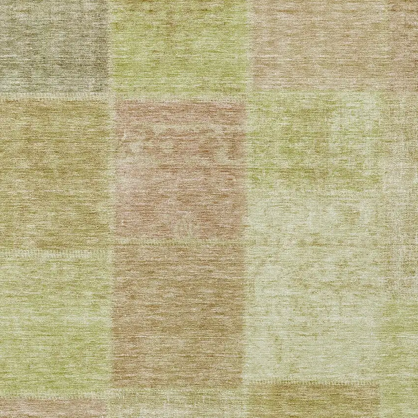 Green Copper And Mint Green Patchwork Washable Indoor Outdoor Area Rug Photo 6