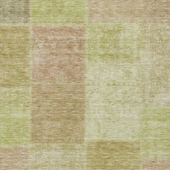 Green Copper And Mint Green Patchwork Washable Indoor Outdoor Area Rug Photo 6