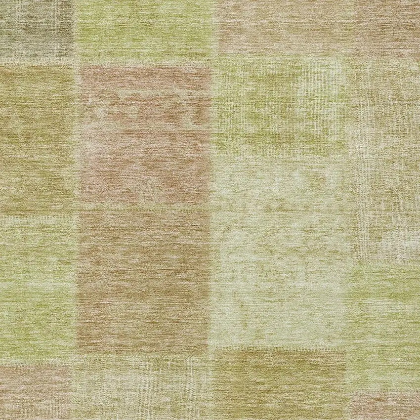 Green Copper And Mint Green Patchwork Washable Indoor Outdoor Area Rug Photo 6