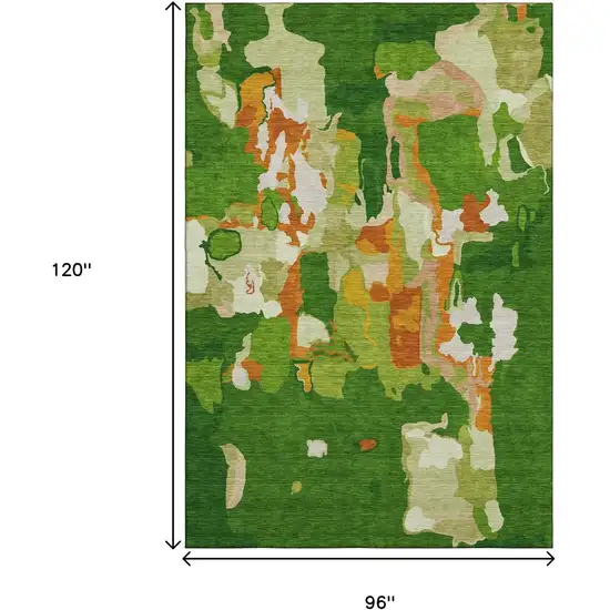 Green Copper And Orange Abstract Washable Area Rug With UV Protection Photo 9