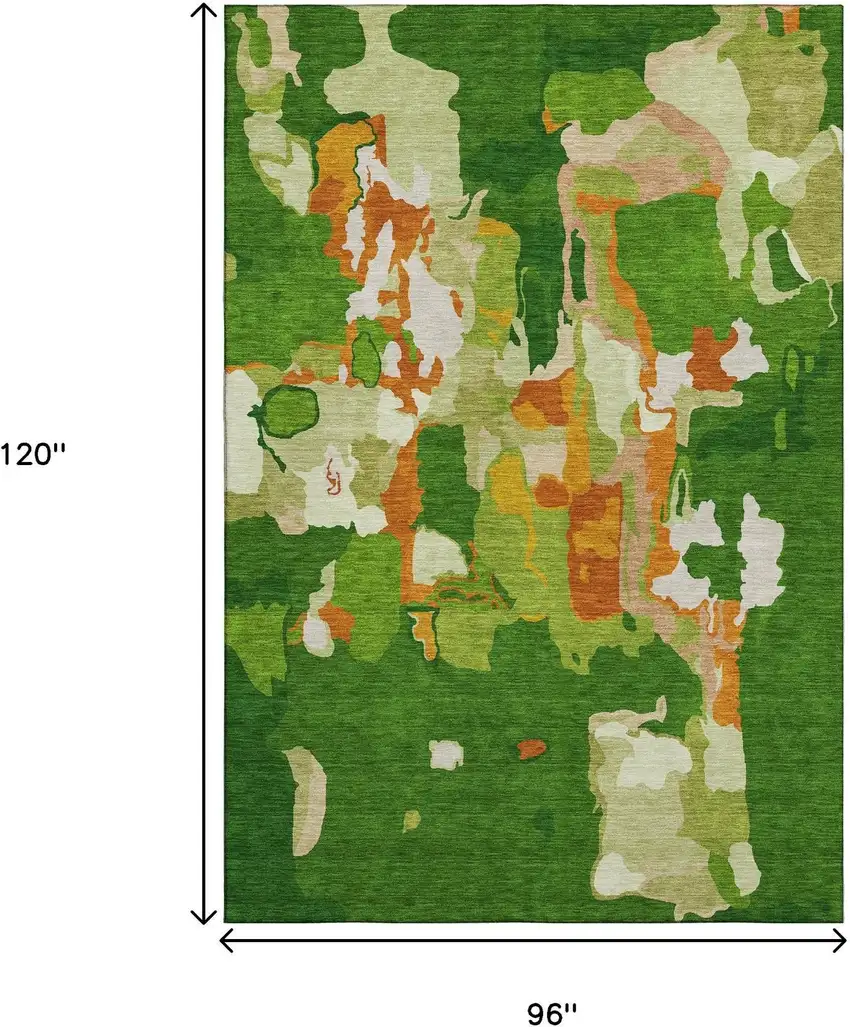 Green Copper And Orange Abstract Washable Area Rug With UV Protection Photo 9