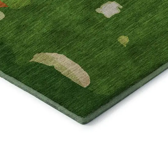 Green Copper And Orange Abstract Washable Area Rug With UV Protection Photo 6