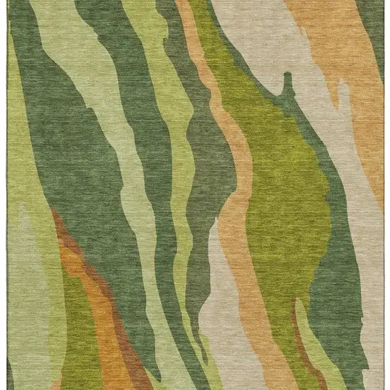 Green Copper And Peach Abstract Washable Area Rug With UV Protection Photo 4