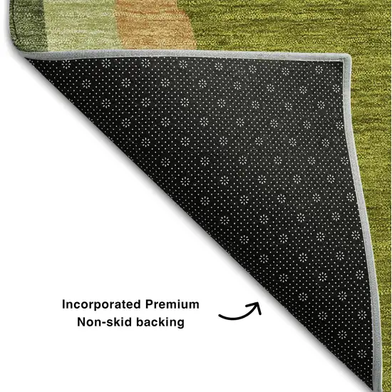 Green Copper And Peach Abstract Washable Area Rug With UV Protection Photo 7