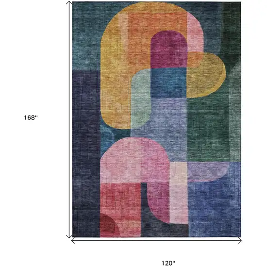 Green Copper And Pink Abstract Washable Indoor Outdoor Area Rug Photo 9