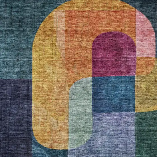 Green Copper And Pink Abstract Washable Indoor Outdoor Area Rug Photo 5