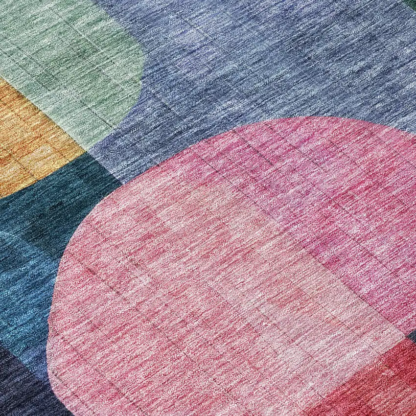 Green Copper And Pink Abstract Washable Indoor Outdoor Area Rug Photo 6