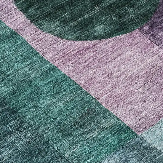 Green Copper And Purple Geometric Washable Indoor Outdoor Area Rug Photo 6