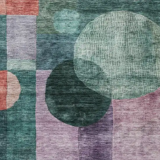 Green Copper And Purple Geometric Washable Indoor Outdoor Area Rug Photo 5