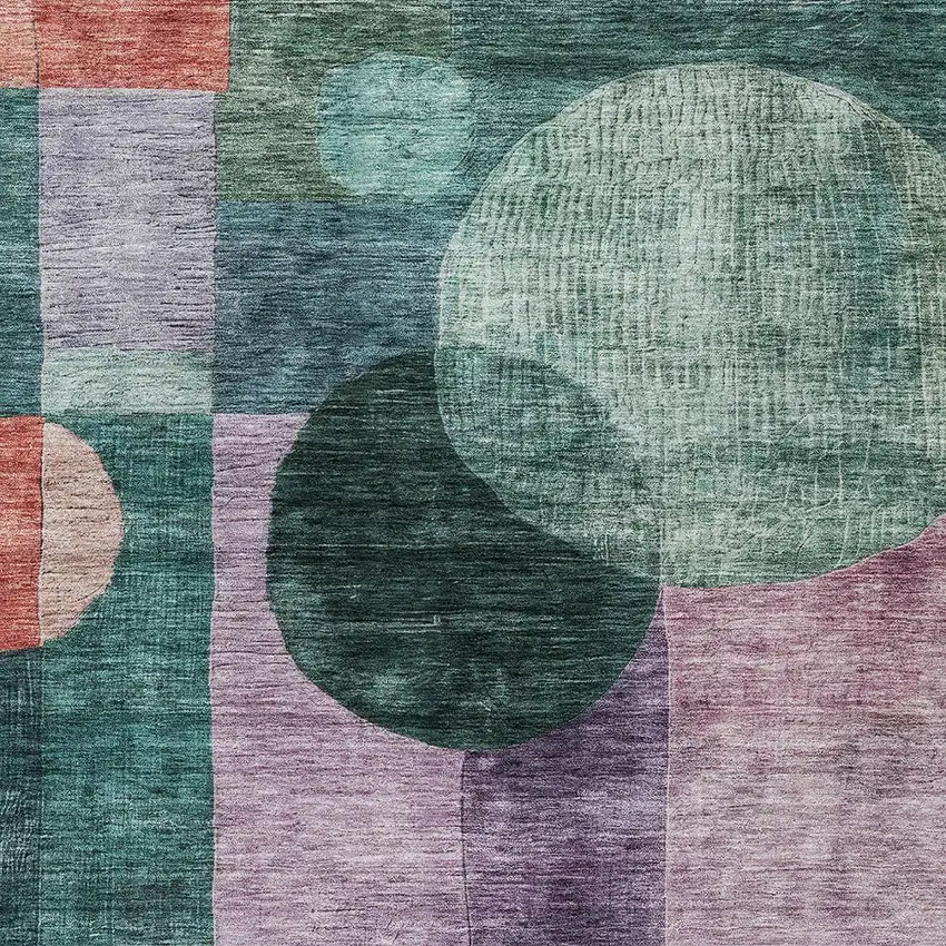 Green Copper And Purple Geometric Washable Indoor Outdoor Area Rug Photo 5