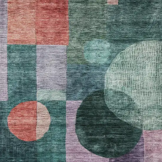 Green Copper And Purple Geometric Washable Indoor Outdoor Area Rug Photo 5