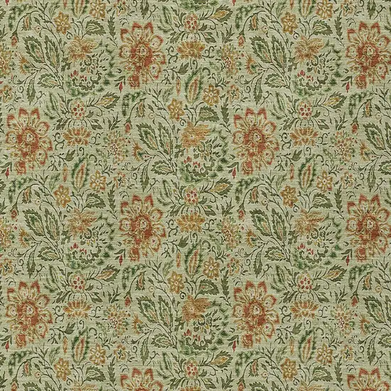 Green Copper And Sage Floral Washable Indoor Outdoor Area Rug Photo 6