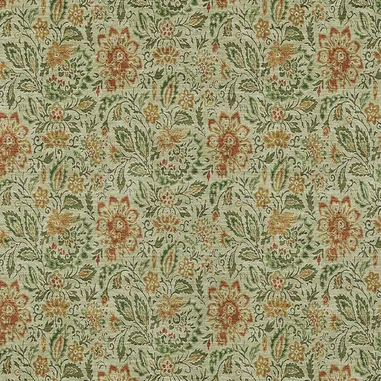 Green Copper And Sage Floral Washable Indoor Outdoor Area Rug Photo 6