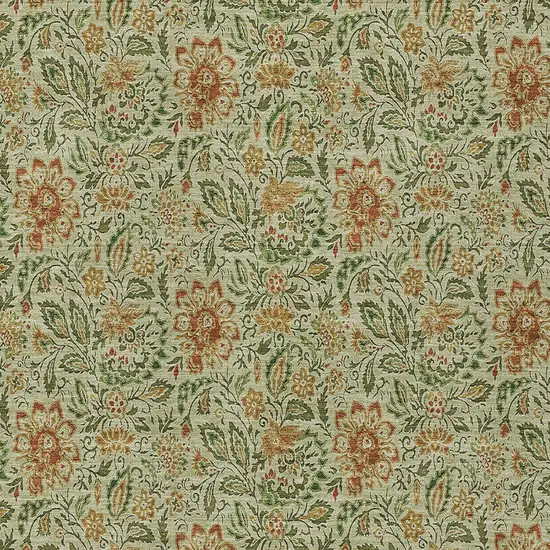 Green Copper And Sage Floral Washable Indoor Outdoor Area Rug Photo 6