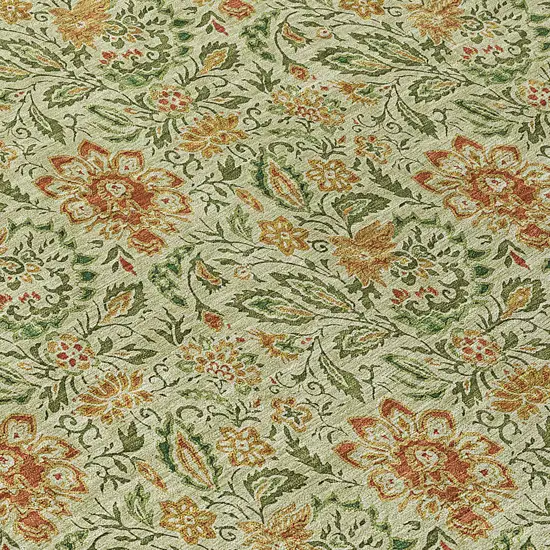 Green Copper And Sage Floral Washable Indoor Outdoor Area Rug Photo 5