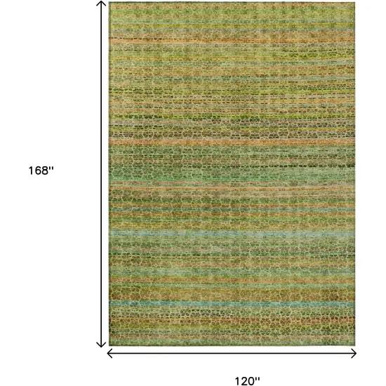 Green Copper And Teal Blue Striped Washable Indoor Outdoor Area Rug Photo 9