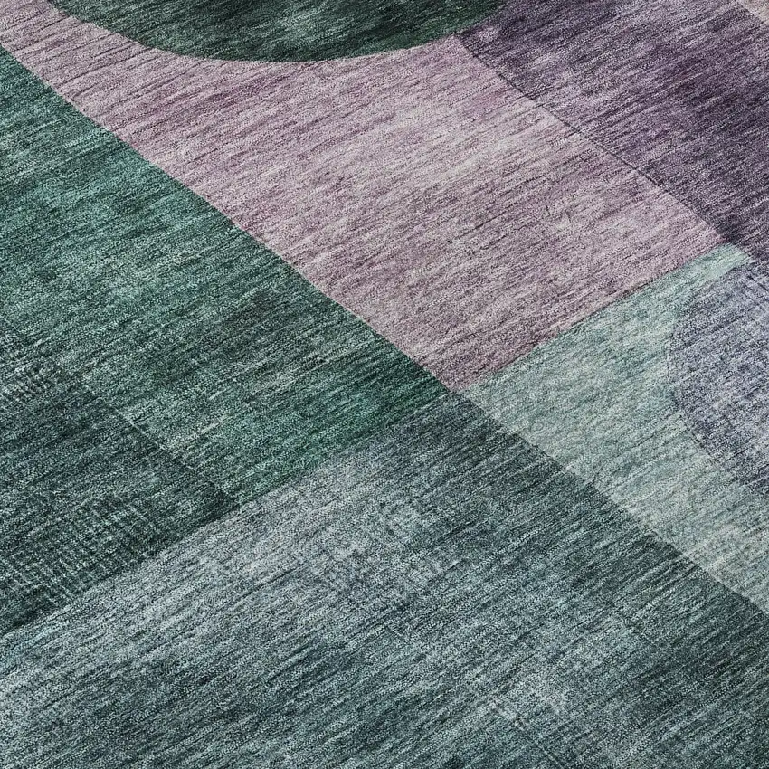 Green Coral And Lavender Geometric Washable Area Rug With UV Protection Photo 8