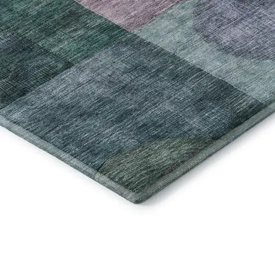 Green Coral And Lavender Geometric Washable Area Rug With UV Protection Photo 6