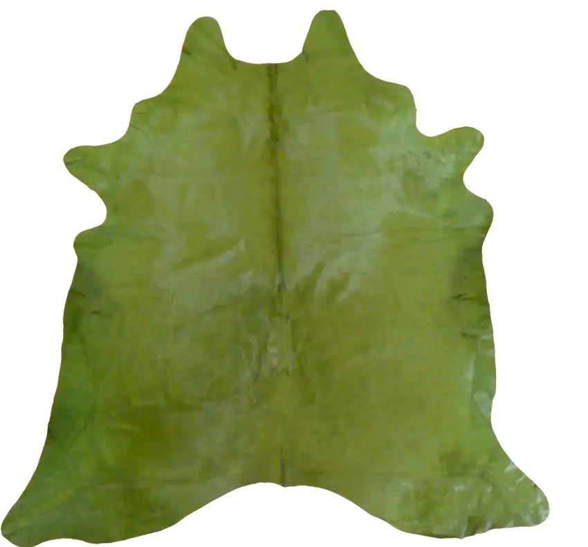 Green Dyed Stenciled Cowhide Rug Photo 1