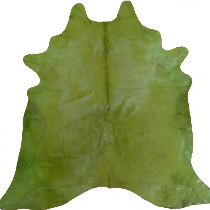 6 Ft Green Dyed Stenciled Cowhide Rug Photo 4