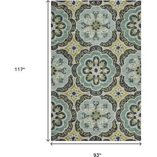 Green Wool Geometric Hand Tufted Area Rug Photo 3