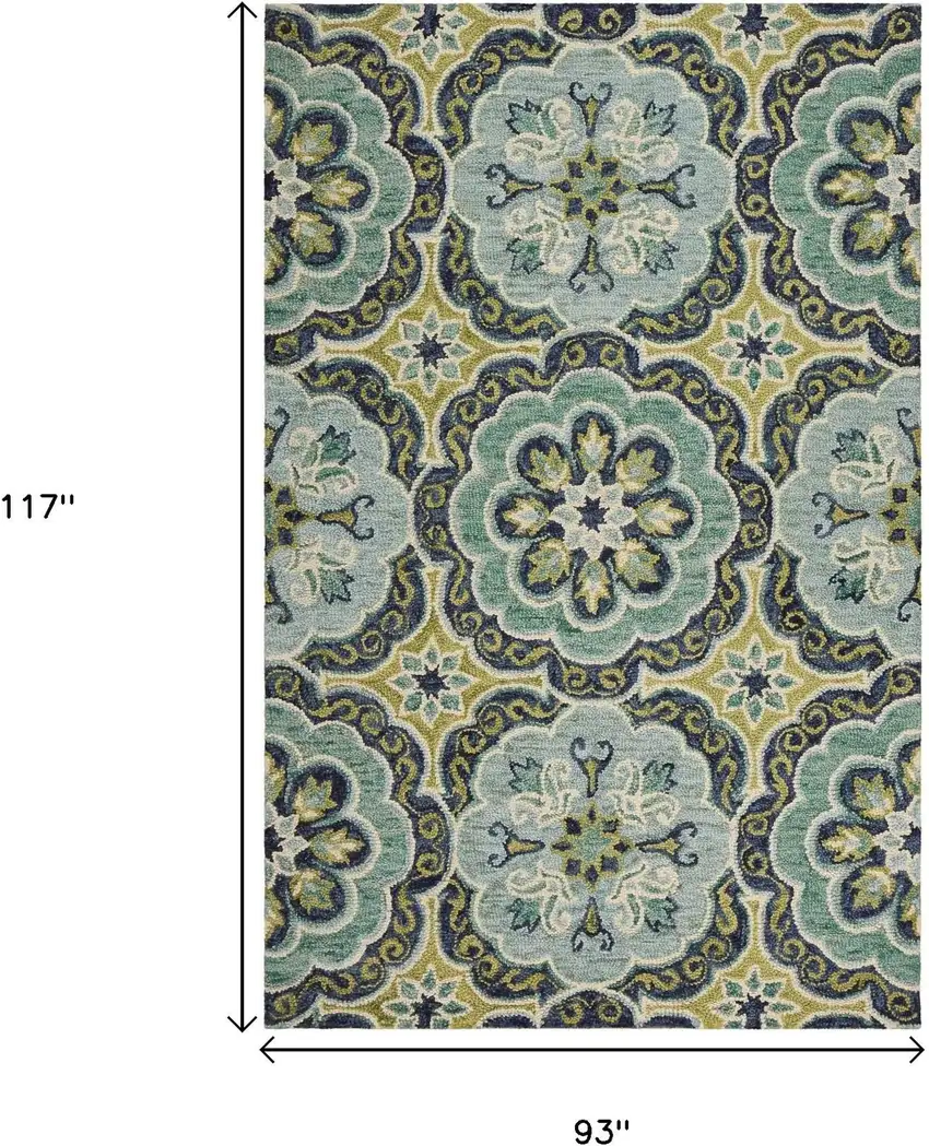 Green Wool Geometric Hand Tufted Area Rug Photo 3