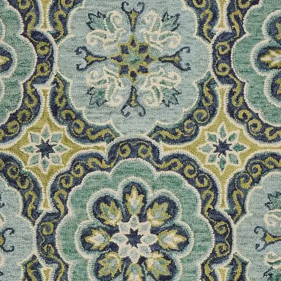 Green Wool Geometric Hand Tufted Area Rug Photo 4