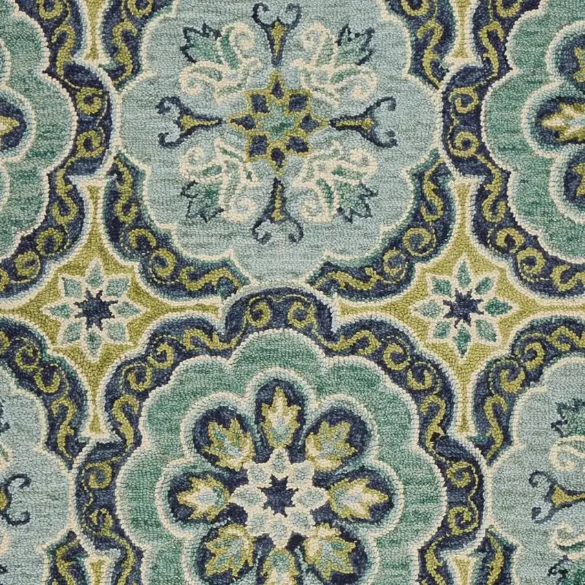 Green Wool Geometric Hand Tufted Area Rug Photo 4