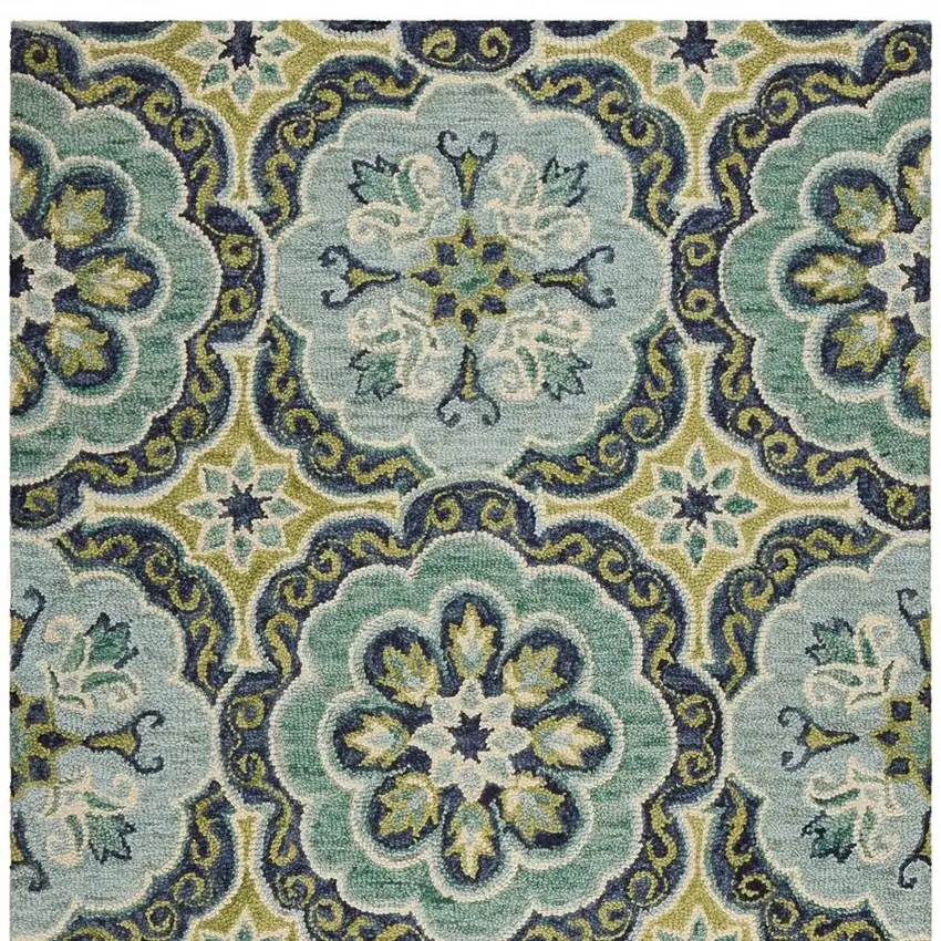 Green Wool Geometric Hand Tufted Area Rug Photo 5