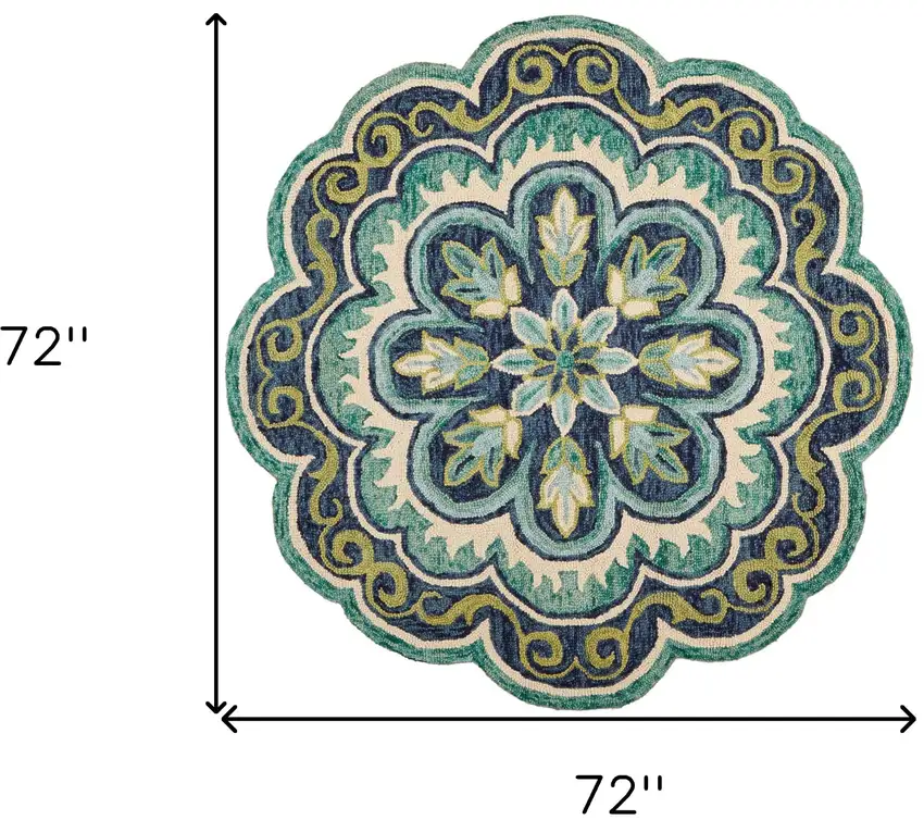 Green Floral Artwork Area Rug Photo 10