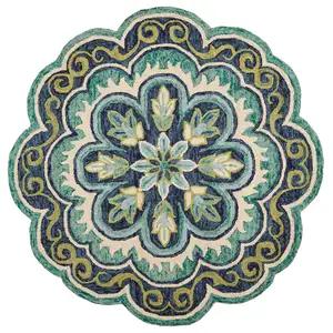 Photo of Green Floral Artwork Area Rug