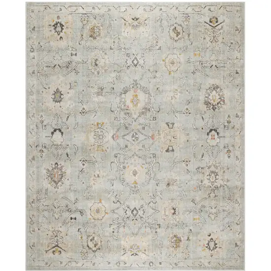 Green Floral Distressed Area Rug Photo 8